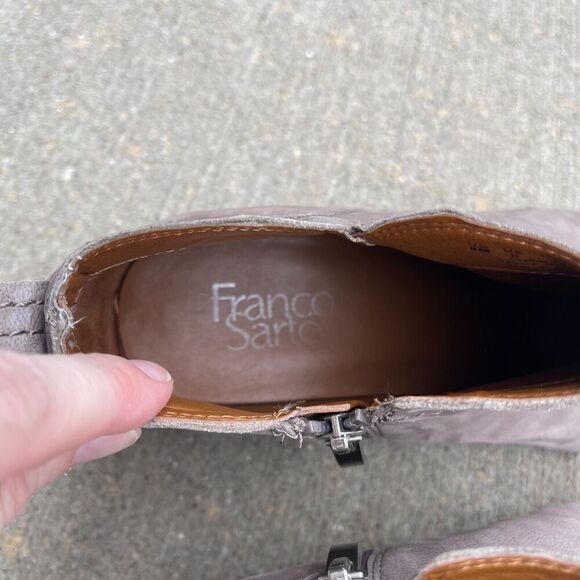 Franco Sarto Laslo Ankle Bootie Womens Size 8M Gray Leather Heeled Almond Toe - Picture 9 of 11